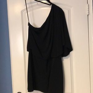 Black one shoulder jersey dress